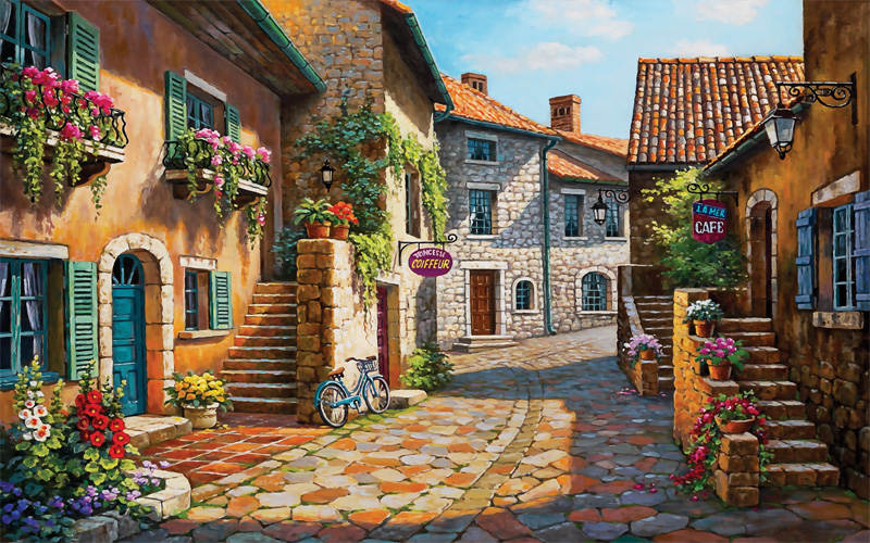 tranh dan tuong 3d cho quan cfe