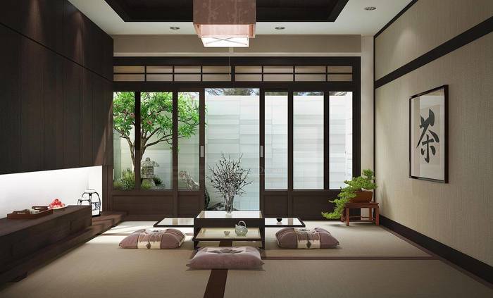 Một căn phòng theo phong cách nội thất Nhật Bản