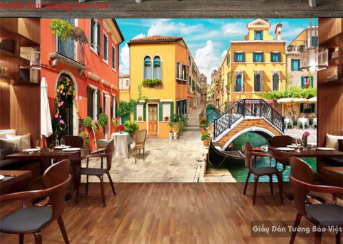 tranh dan tuong 3d cho quan cfe