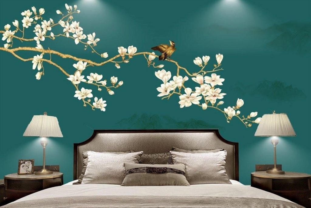 mẫu tranh dán tường 3D cho phòng ngủ