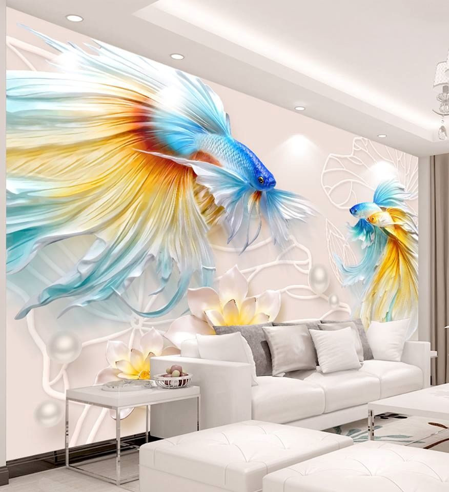 Tranh dán tường 3D tạo ra chiều sâu trong căn phòng