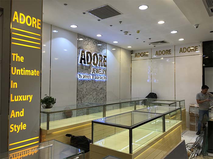 Quy trình thi công shop trang sức Adore Vincom Đồng khởi